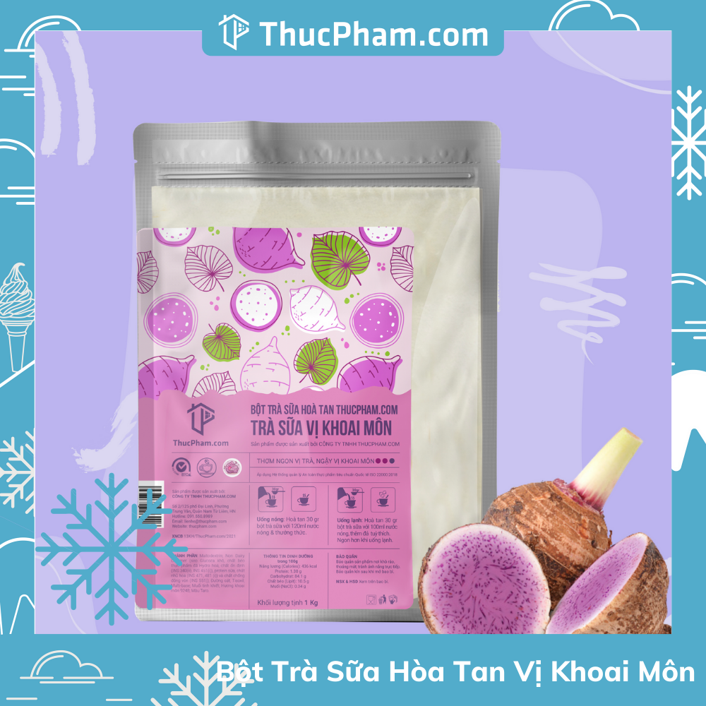 [ĂN BAO GHIỀN️] Bột Trà Sữa Hòa Tan ThucPham.com Vị Khoai Môn - 1kg - Thơm Ngon Vị Trà, Ngậy Vị Khoai Môn