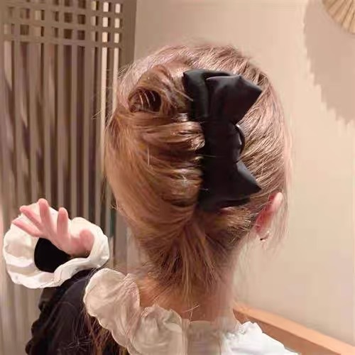 Trâm cài tóc chữ U đính nơ màu đen xinh xắn, trâm cài tóc thanh lịch