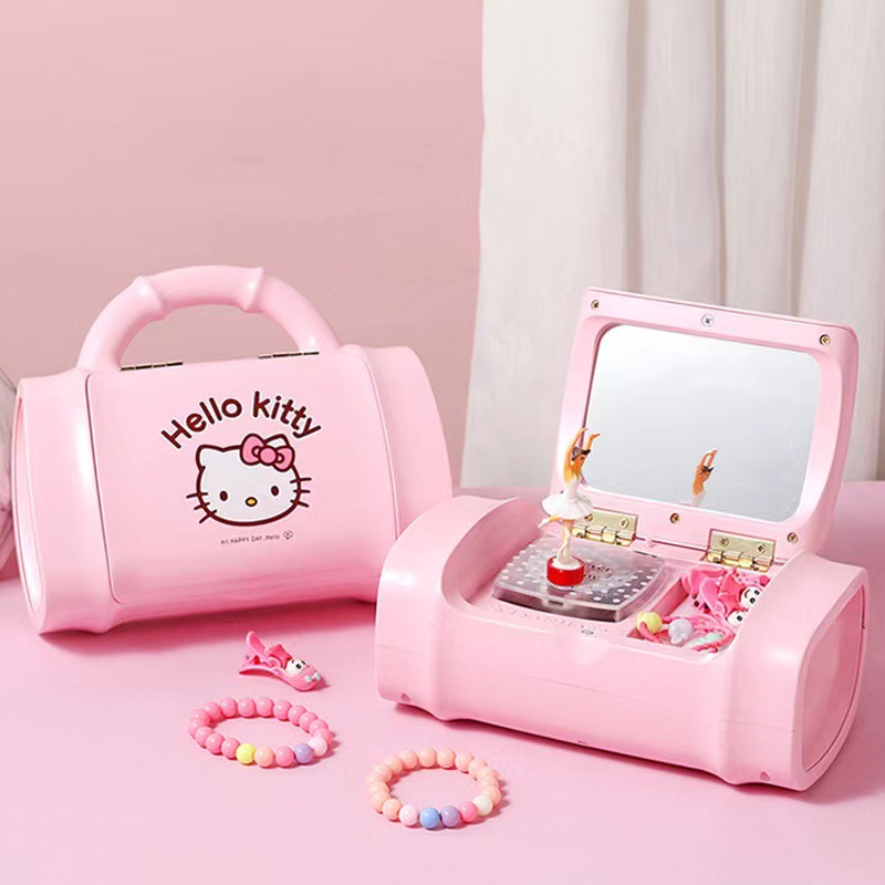 [Hàng Sẳn] Hộp Nhạc Đựng Trang Sức Hình Hello Kitty màu hồng, Cô Gái Múa Ba Lê Xinh Xắn, đẹp mắt