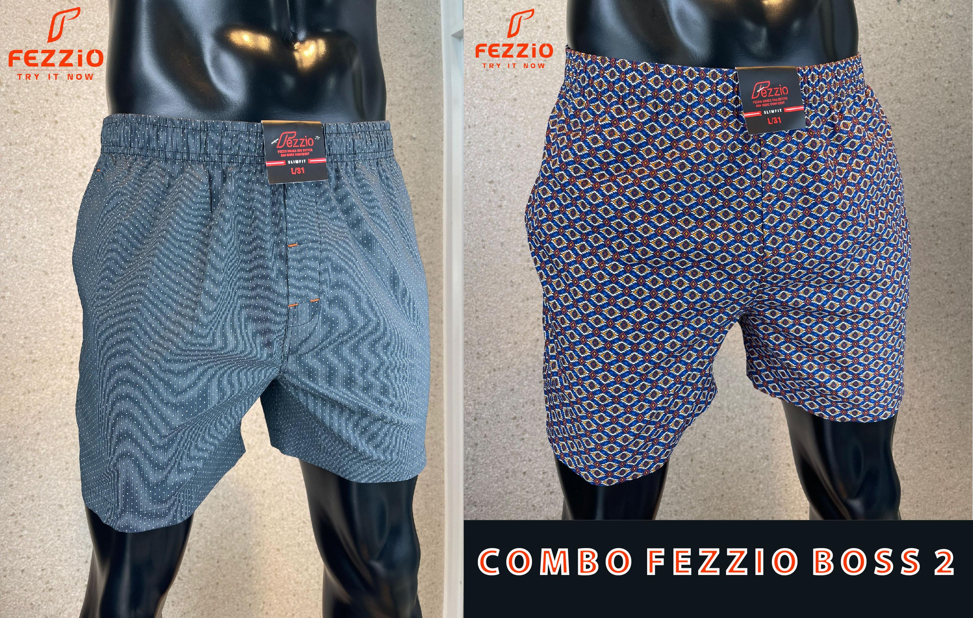 Combo 2 quần đùi, short nam vải kate cotton 100% thương hiệu Fezzio