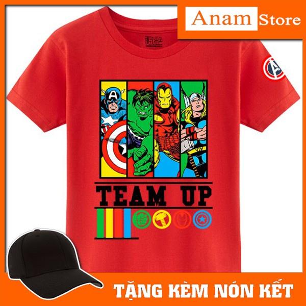 Áo thun trẻ em Marvel 3, Tặng kèm nón kết, Có size người Lớn, Anam Store