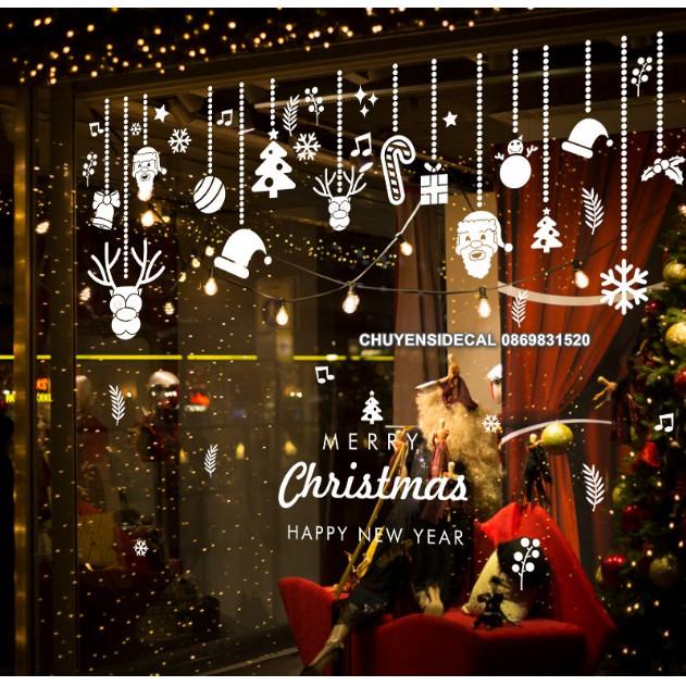 Decal trang trí tường Noel - Rèm dây Phụ Kiện kèm chữ 02