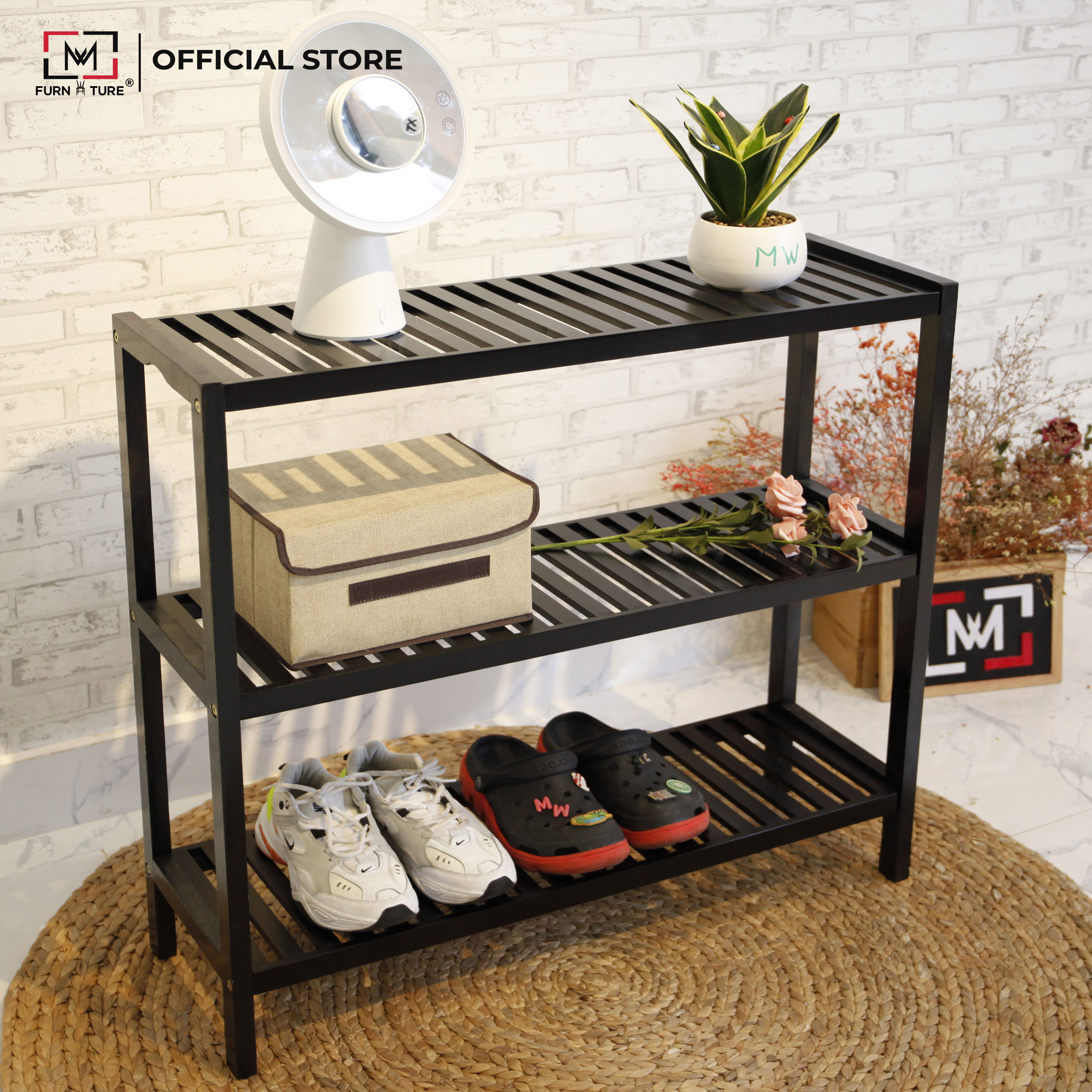 KỆ GIÀY DÉP/ KỆ GỖ TRANG TRÍ LẮP RÁP ĐA NĂNG 3 TẦNG - NGANG 80