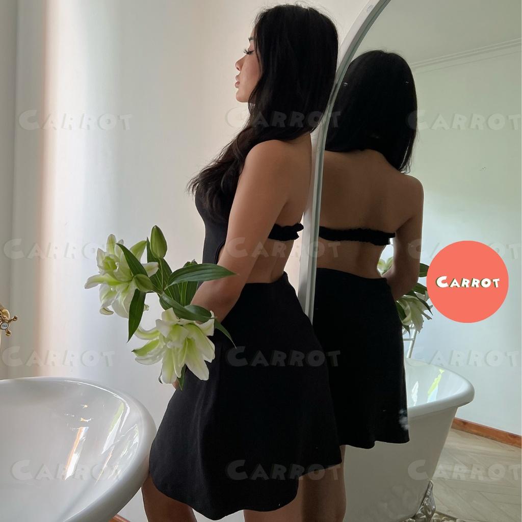 Đầm body sexy thiết kế có mút tôn dáng gợi cảm phối cổ yếm váy nữ ngắn carrotxinhdep đi tiệc đi dạo phố