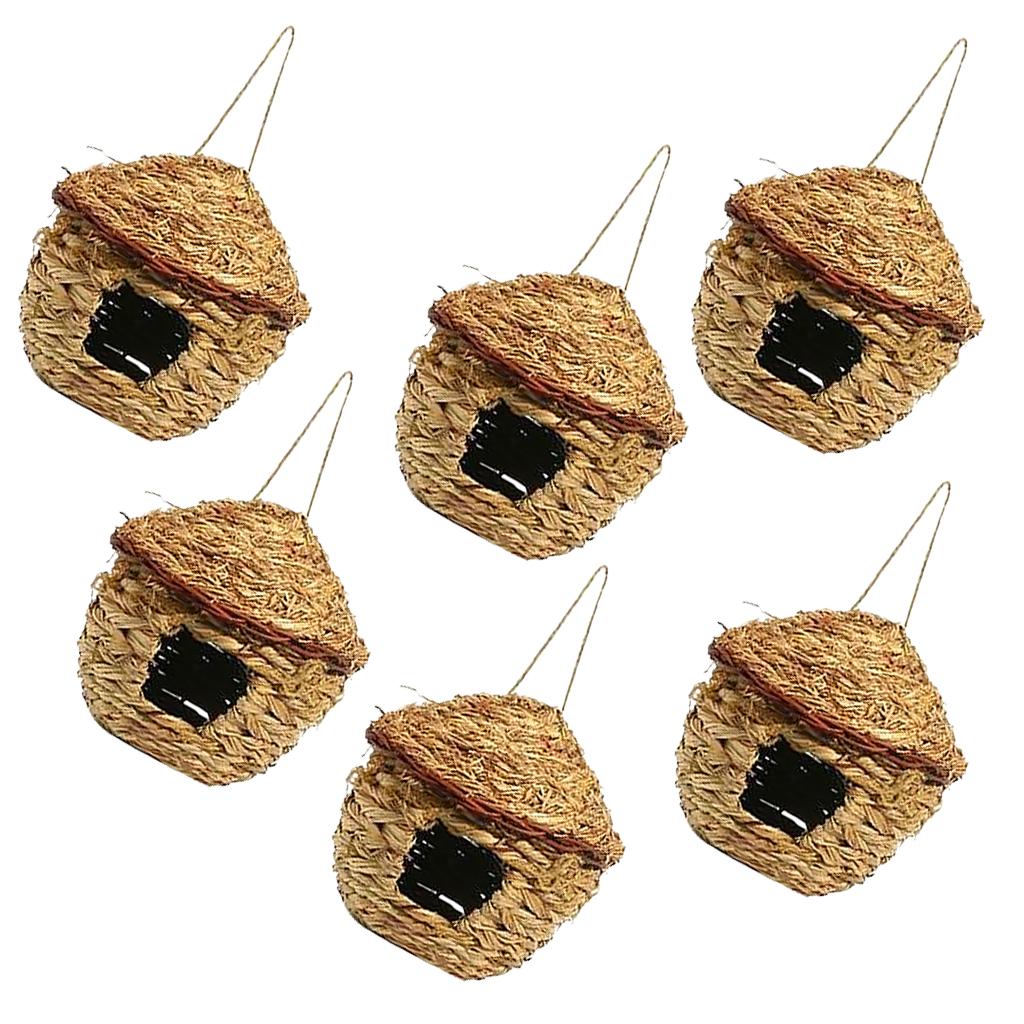 6 x Sáng Tạo Dệt Tay Ống Hút Sân Chim Treo Tổ Chim Yến Bãi Cỏ Hiên Vật Trang Trí
