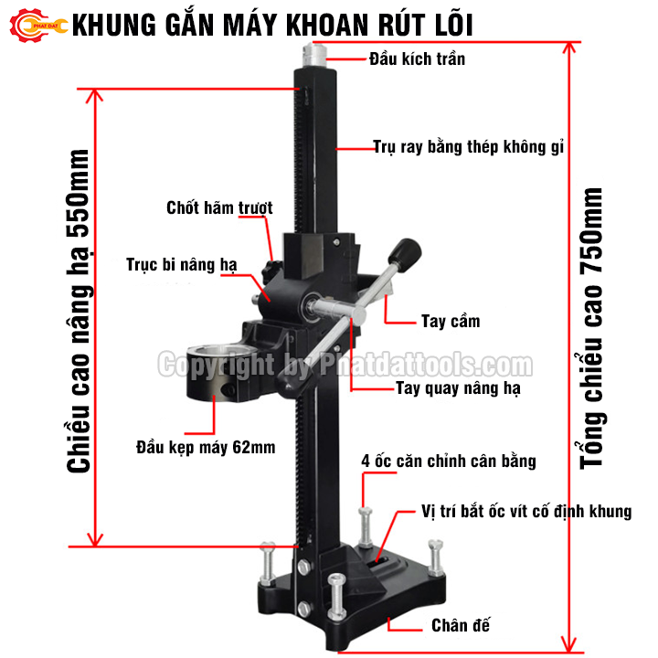 Khung đế gắn máy khoan rút lõi