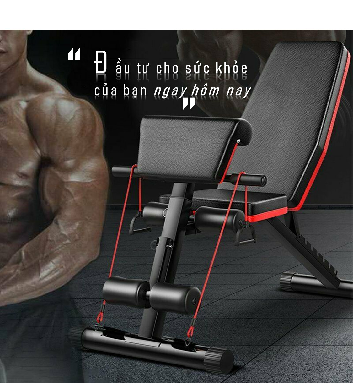 Ghế Tập Gym Đa Năng Tại Nhà - Phiên Bản 2021 - 4in1 - Ghế Tập Tạ Đa Năng - Tặng Dụng Cụ Chống Đẩy