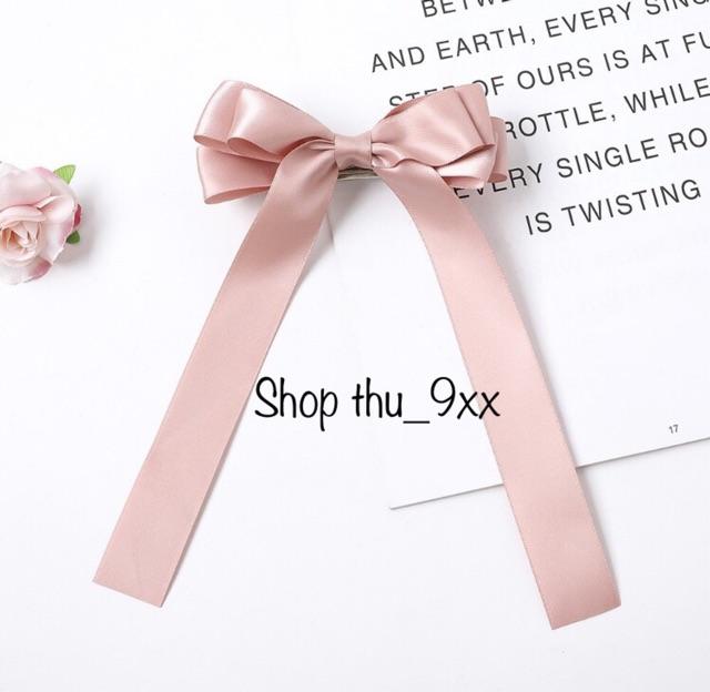 Kẹp Tóc Nơ Ruy Băng Satin 3 Tầng Đuôi Dài