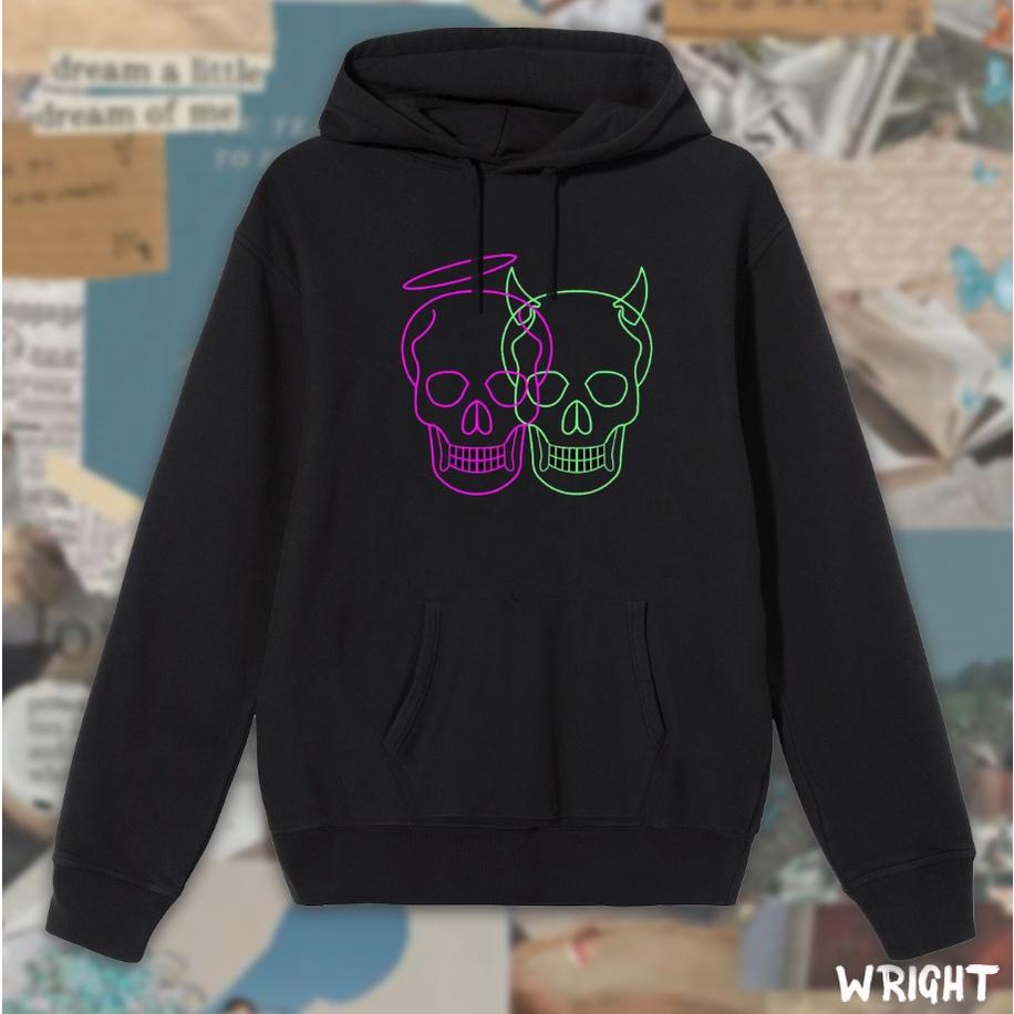 Áo hoodie thiên thần và ác quỷ line phong cách streetwear wright unisex