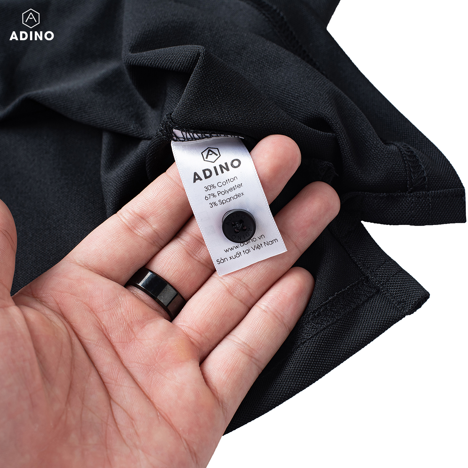 Áo polo nữ màu đen phối viền ADINO vải polyester cotton không bai xù dáng slimfit công sở hơi ôm trẻ trung APN05