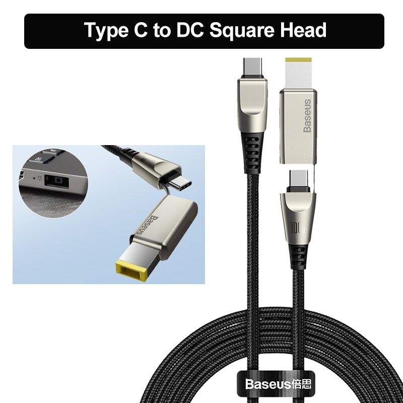 Cáp nguồn Baseus 1 for 2 Fast Charging Data Cable Type C to C + DC 100W