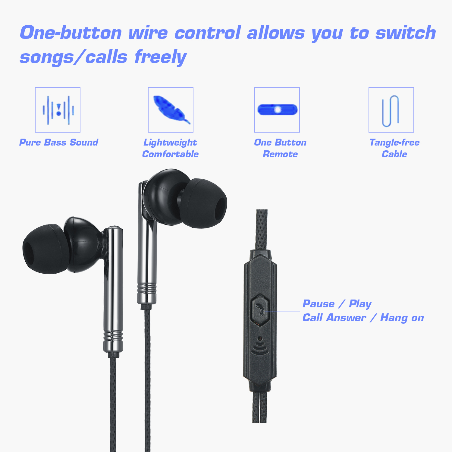 Tai Nghe Nhét Tai Có Dây 3.5mm Điều Khiển Bằng Dây Với Mic Cho Điện Thoại Di Động PC Máy Tính Xách Tay Máy Tính Bảng