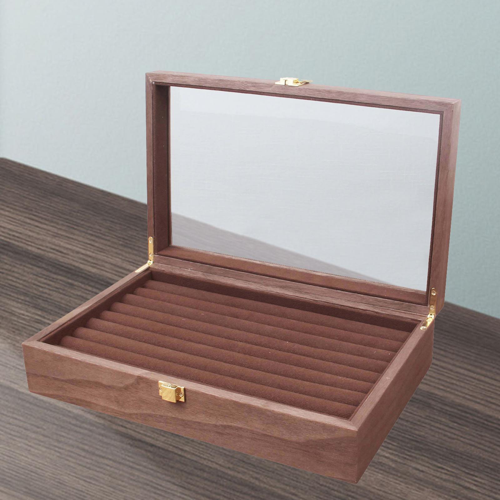 Premium Wooden Glass  Display Box Jewelry Holder Storage Organizer Case