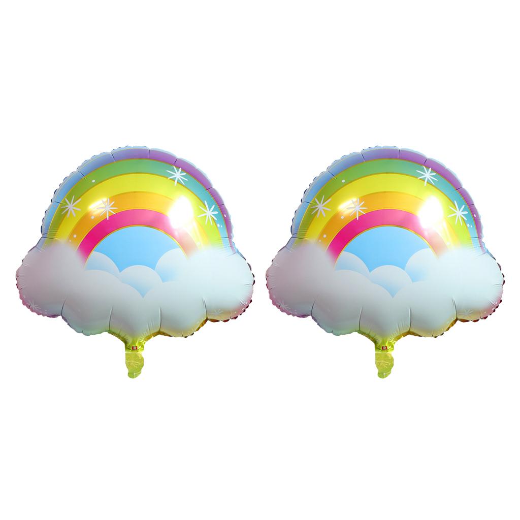 2 Pack Mylar Foil Balloons Rainbow Clouds Design for Wedding Party Supplies