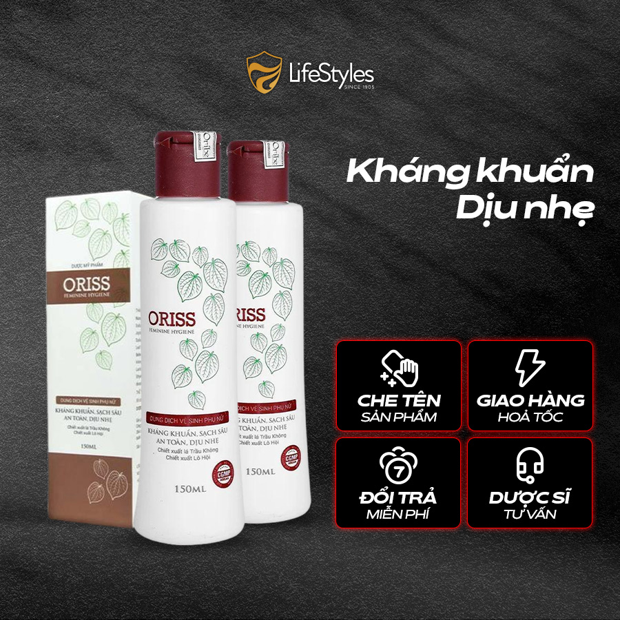 Combo 2 Dung dịch vệ sinh phụ nữ Oriss chiết xuất trầu không 150ml