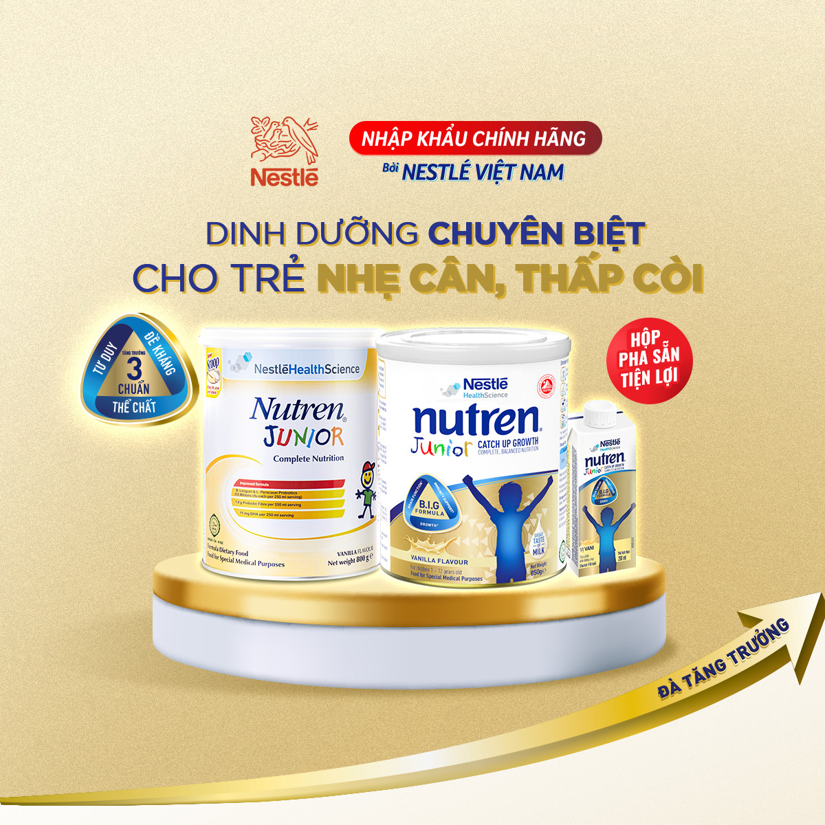 Combo 2 lon thực phẩm dinh dưỡng Nutren Junior 800g - Tặng 1 lon 400g cùng loại