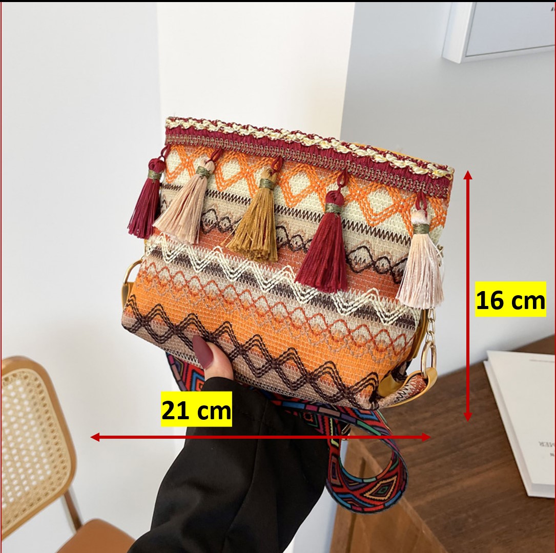 Túi Xách Đeo Chéo Nữ Họa Tiết Thổ Cẩm Đi Du Lịch Đi Chơi Kích thước: 21*17*8cm (Hình Chụp Thật) Jess67