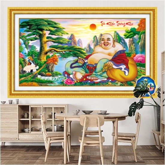 Tranh đính đá Tiểu khẩu trường khai 180x100cm - chưa đính