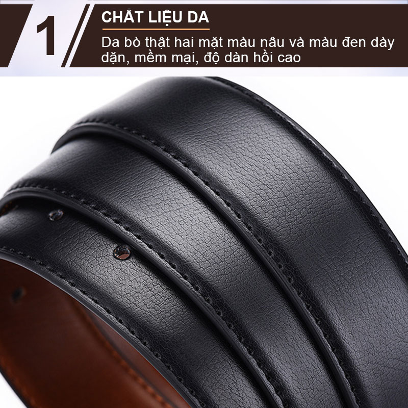 Dây nịt nam, Dây thắt lưng nam da bò hai mặt NIKITA DL06