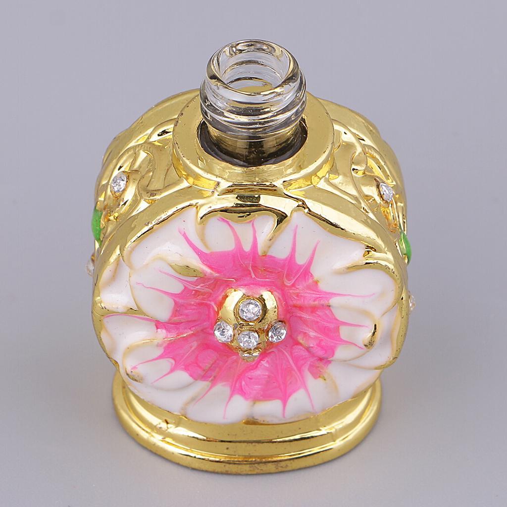 Golden Chain Glass Flower Pendant Empty Glass Perfume Bottle