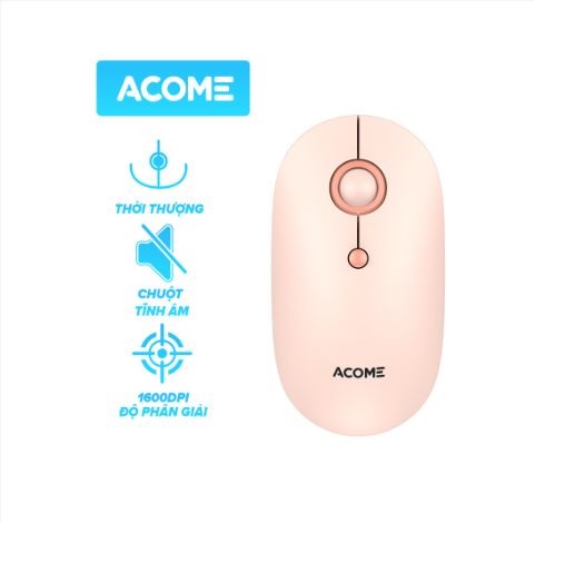 Chuột máy tính không dây ACOME AM300 2.4GHz Tĩnh Âm (Silent) Pink - Hàng chính hãng bảo hành 12T