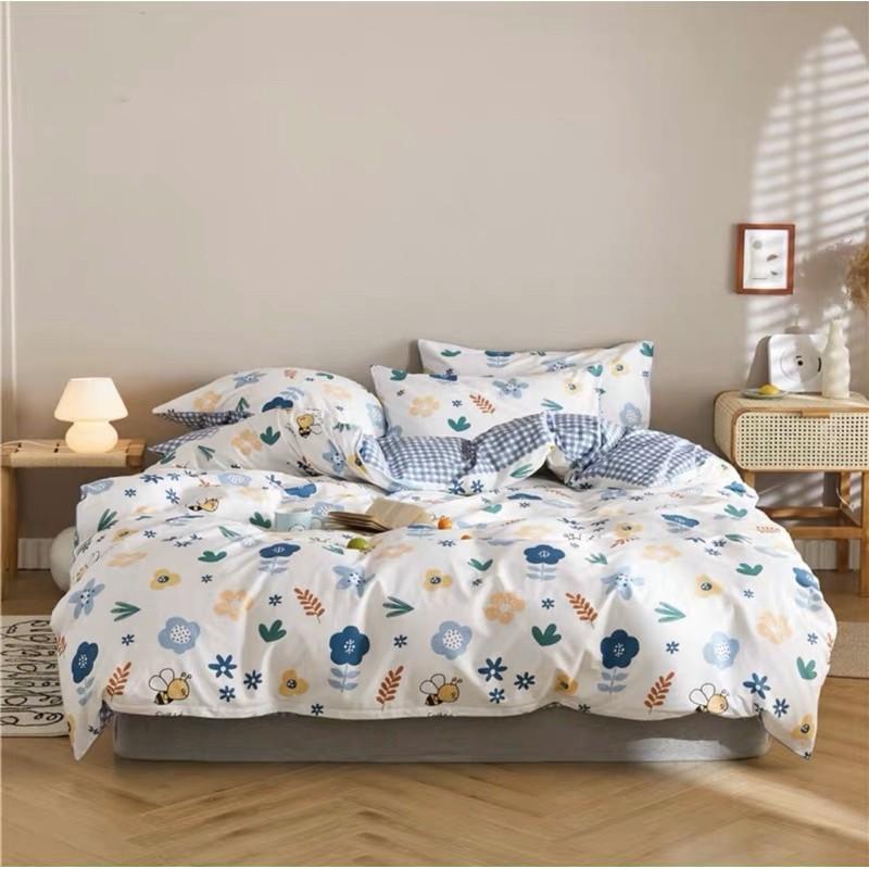 - Bộ set 4 món chăn ga gối cotton korea cao cấp mềm mịn CÓ CHĂN CHẦN BÔNG - KHÔNG VỎ ÔM