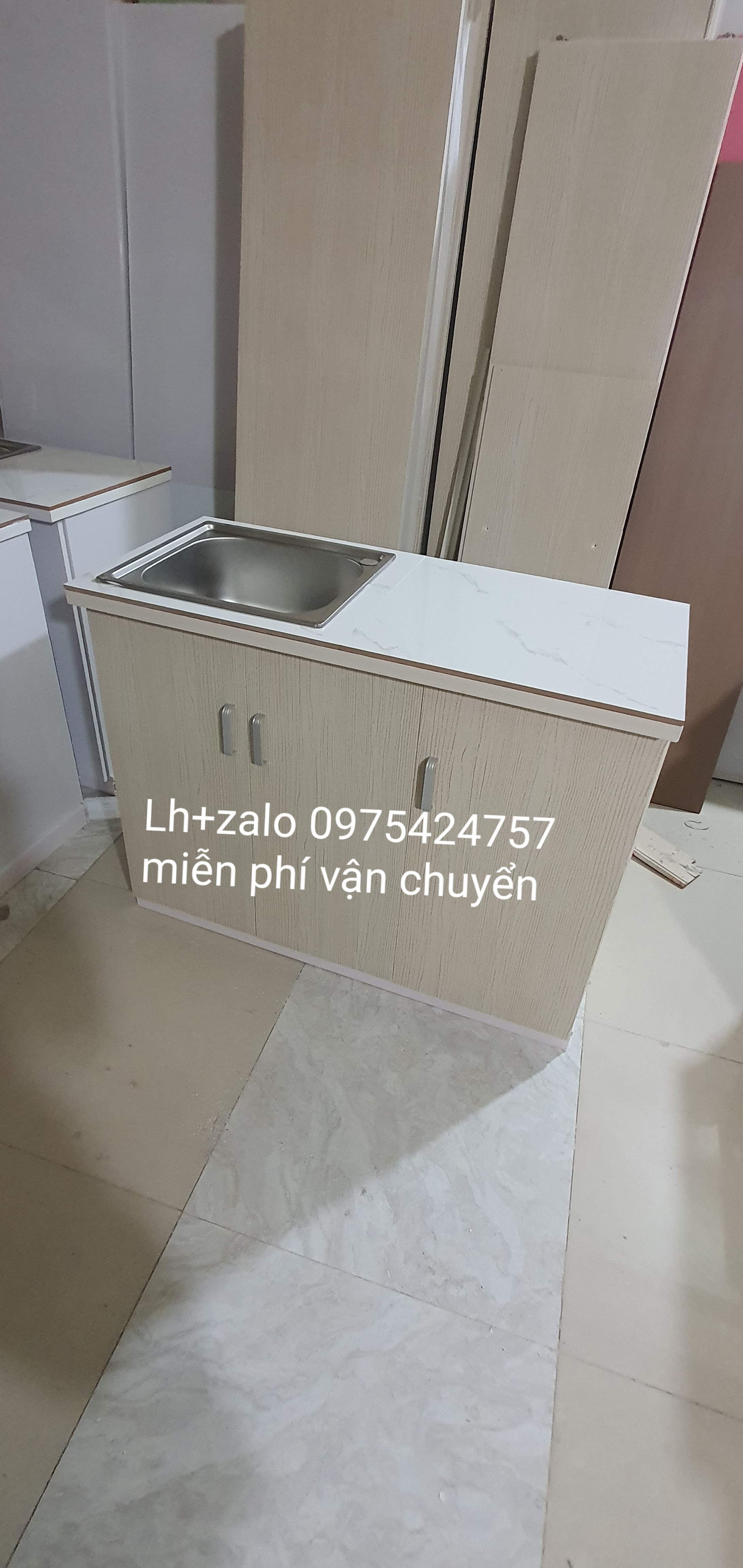 Tủ bếp mini sẵn bồn nhựa đài loan