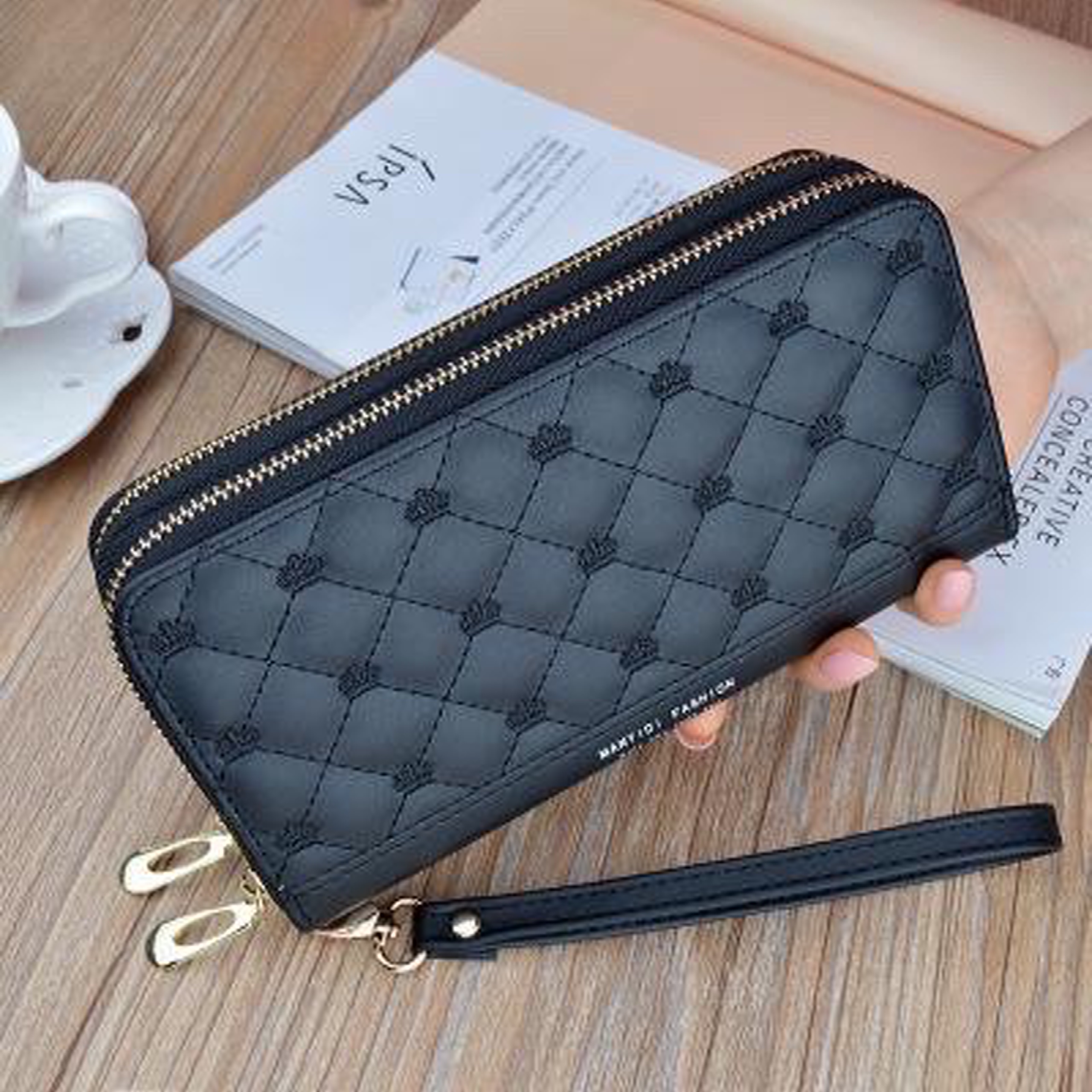 Ví Cầm Tay Nữ Thời Trang Kẻ Caro 2 Khoá Kéo Nhiều Ngăn Đựng Tiền,Đựng Thẻ Tiện Lợi TK905