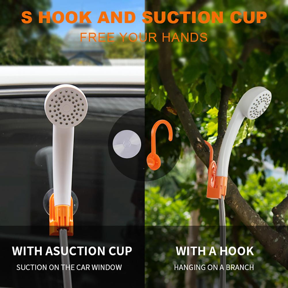 Outdoor Camping Shower Portable Electric Shower Pump Waterproof with 2-Level Water Flow for Camping Hiking Watering