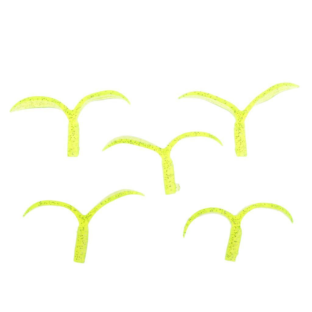 5pcs Soft Lure Tail for Lures Spoons Bass Fishing Hooks, Split Tail 6.5 x 4cm