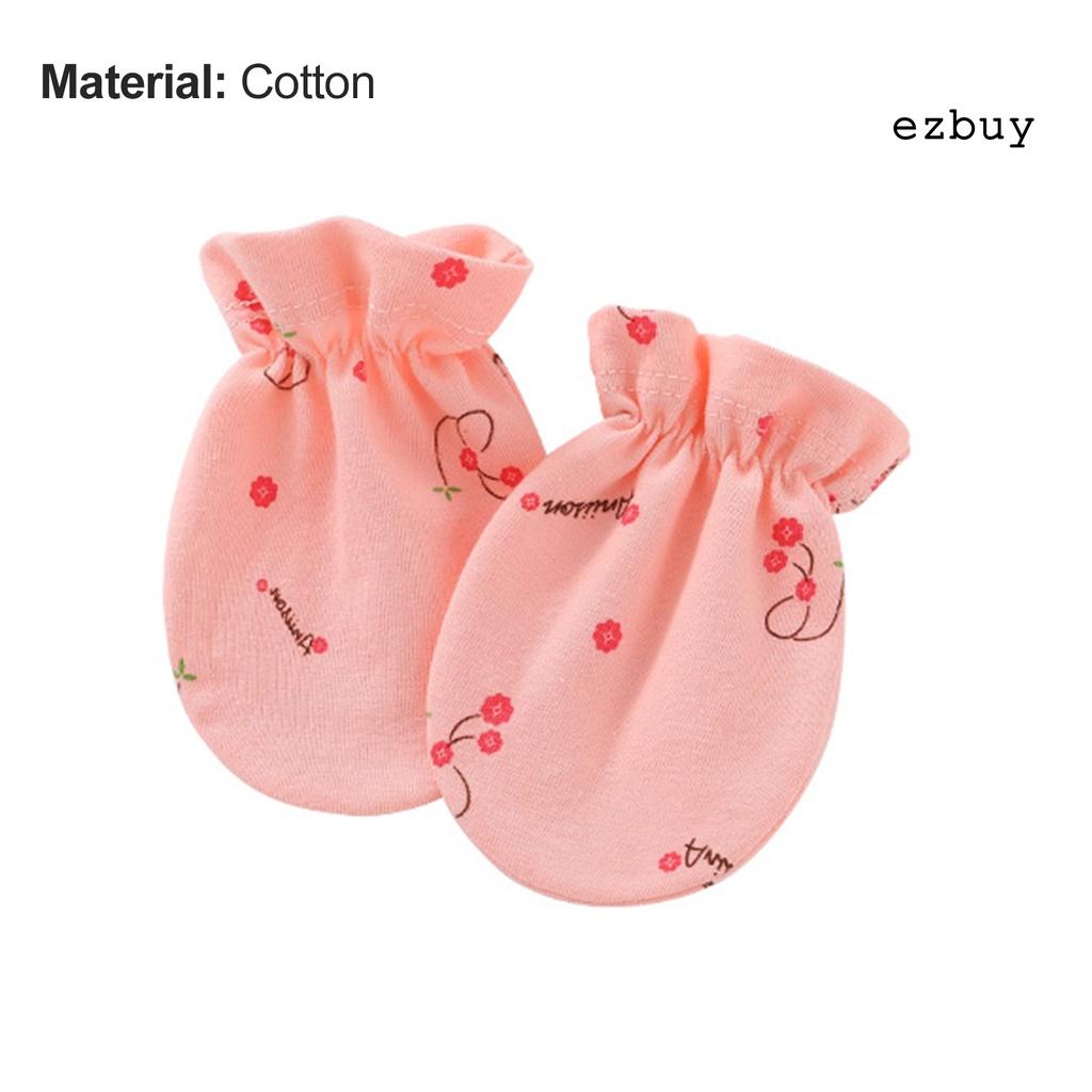 1 đôi găng tay cotton chống trầy xước bảo vệ mặt thân thiện với môi trường in họa tiết dễ thương cho bé sơ sinh