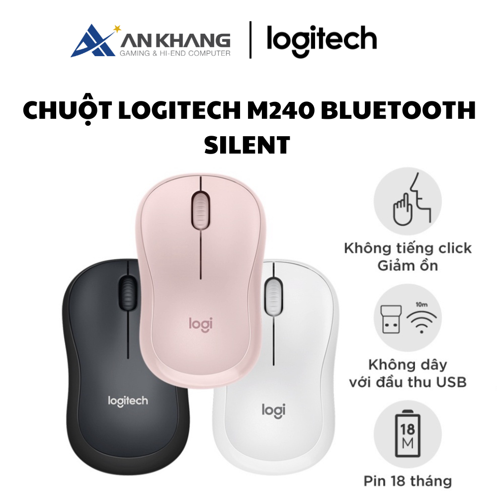 Chuột Logitech M240 Bluetooth Silent  - Hàng Chính Hãng - Bảo Hành 12 Tháng