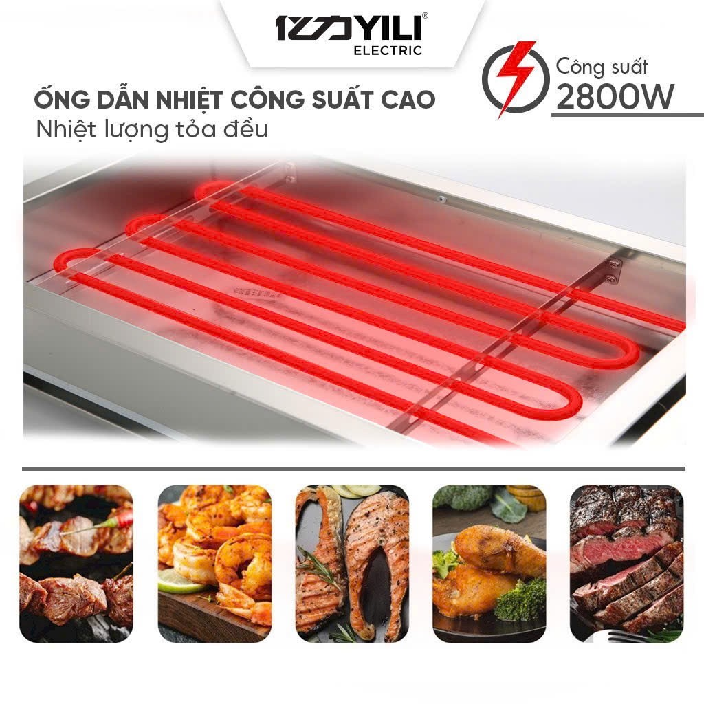 Bếp Nướng Điện Gia Đình Không Khói Công Suất 2800W, Chất Liệu Inox Cao Cấp hàng nhập khẩu