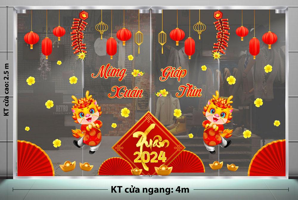 DECAL TRANG TRÍ TẾT 2024 CHO TRUNG TÂM CHĂM SÓC SẮC ĐẸP