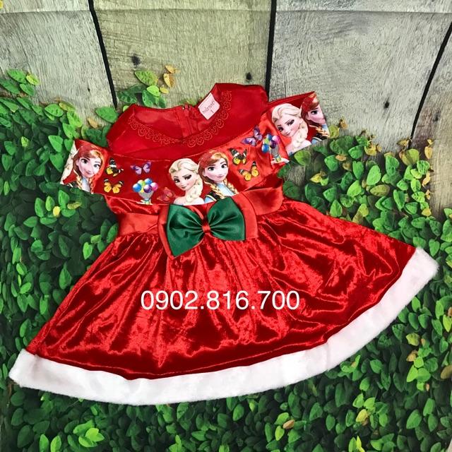 Đầm Noel bé gái in hình Elsa