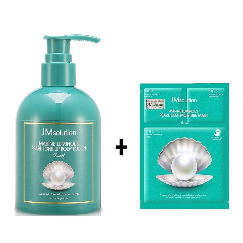 Sữa Dưỡng Thể Trắng Da Toàn Thân JM Solution Marine Luminous Pearl Tone Up Body Lotion 200ml + Tặng 01 Mặt Nạ Ngọc Trai 3in1 JMSolution 30ml