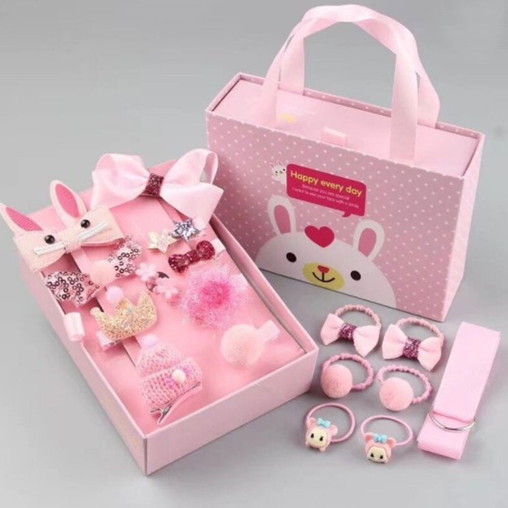 Set Hộp Kẹp Tóc Cho Bé Nhiều Món Màu Hồng