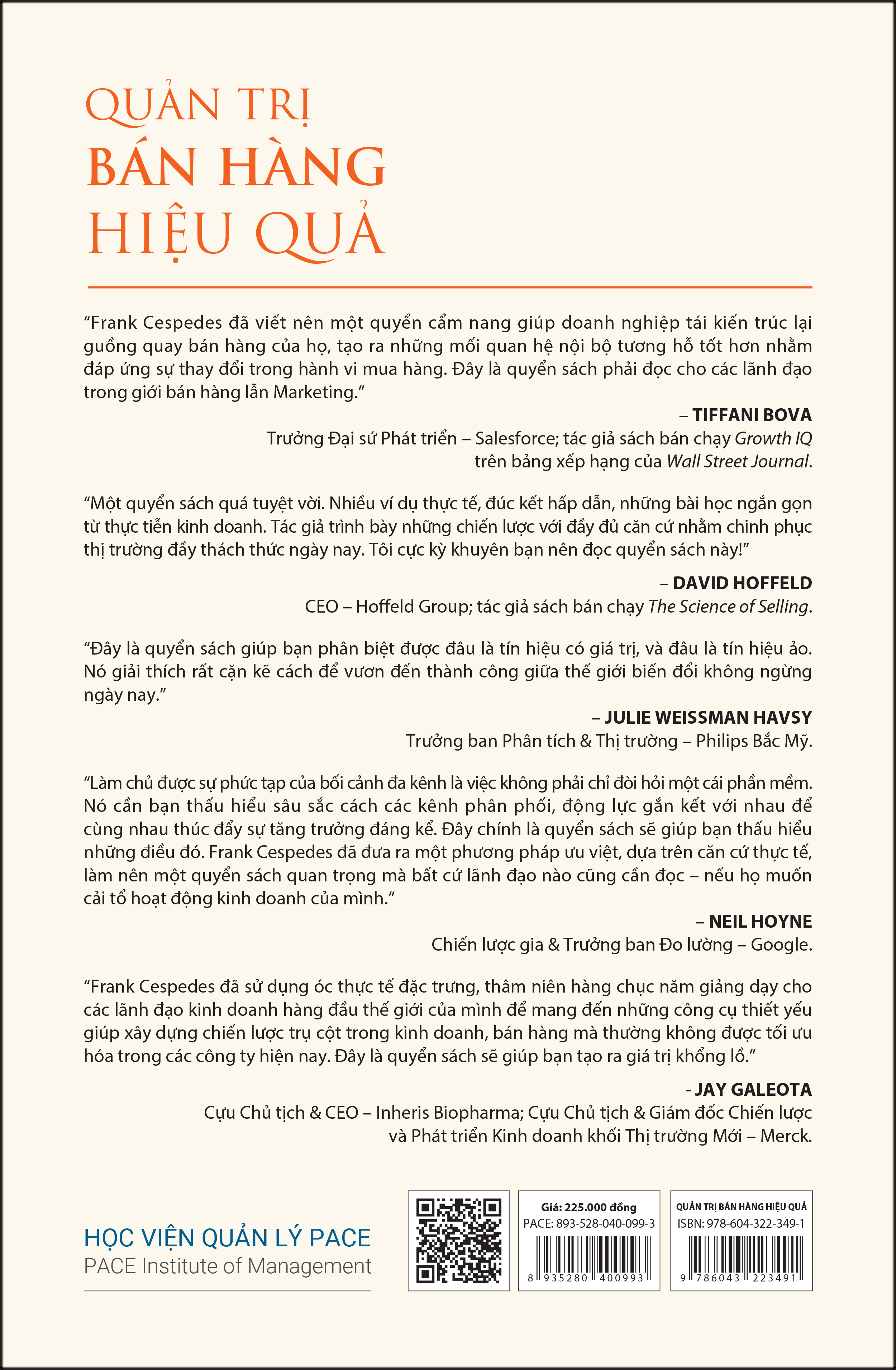 Sách PACE Books - Quản Trị Bán Hàng Hiệu Quả - Frank V. Cespedes