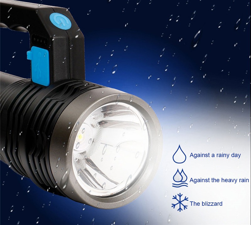 Đèn pin rọi xách tay siêu sáng chống thấm nước, 4 chế độ sáng, pin sạc nhiều lần