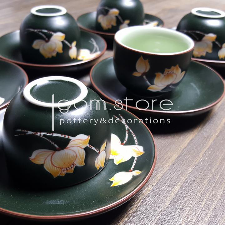 Chén lẻ vẽ tay dòng hoa chìm