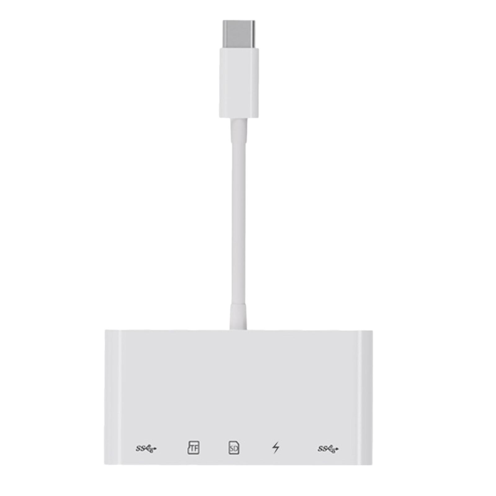 USB C Hub Adapter for Pro, Multi-Ports Dongle with USB C, 5 in 1 USB C Hub, USB C to TF Card Reader 2 USB 3.0 and USB C Port Adapters.