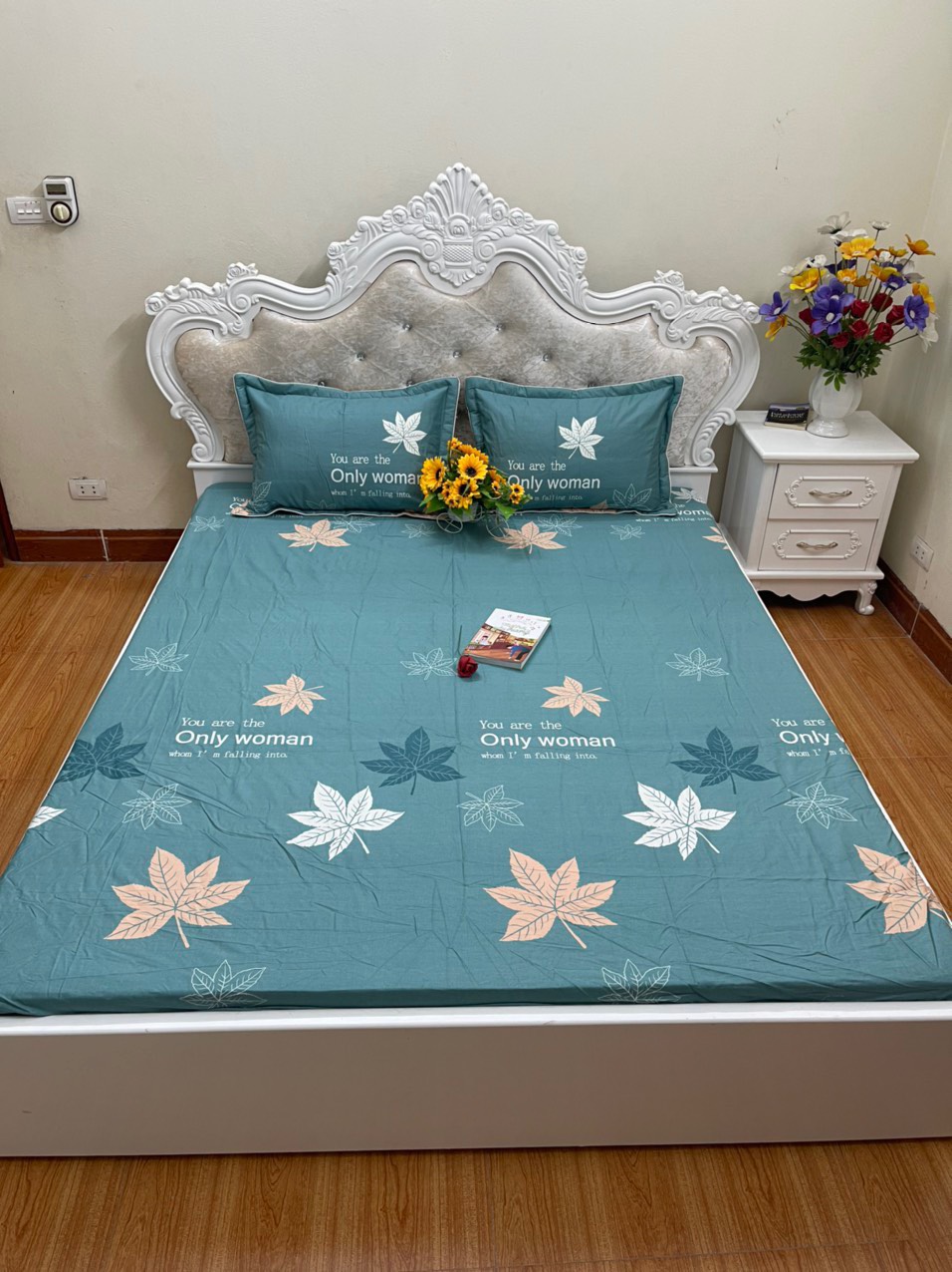 Ga giường chun cotton 100% bọc đệm tặng kèm 2 vỏ gối đầu