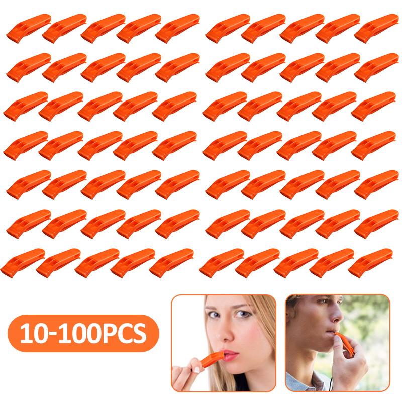 Khẩn Cấp Thiết Bị Đa Năng Bộ Nhựa Ngoài Trời Đi Cắm Trại Sinh Tồn Còi To Trận Đấu Thể Thao Tuyên Bố 2 Băng Tần Còi Color: 80pcs