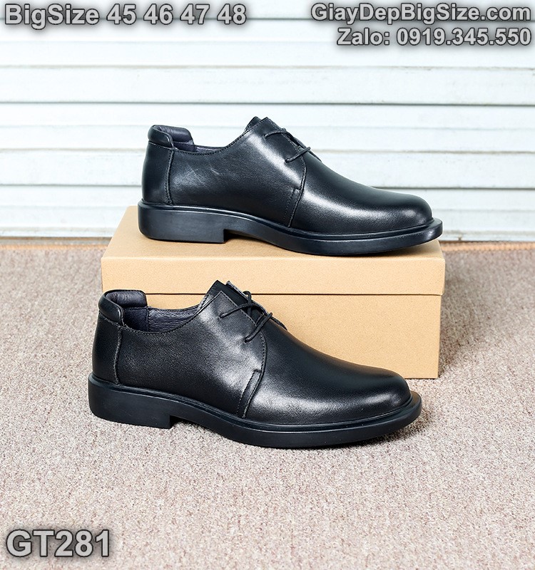 Giày tây công sở (da thật, đế mềm êm, mũi tròn) cỡ lớn 45 46 47 48 cho nam chân to. Big size leather shoes for wide feet