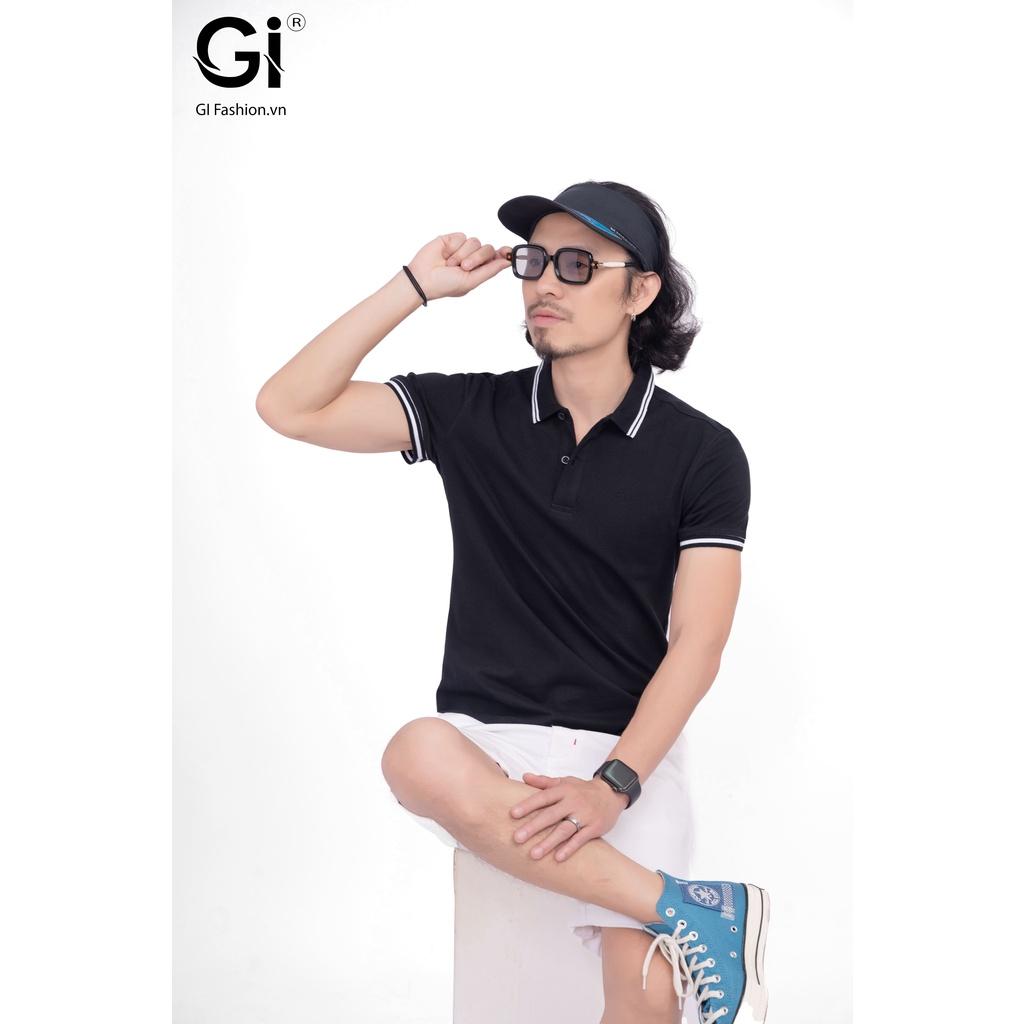 Áo polo nam màu đen, chất liệu Cotton co giãn 4 chiều thấm hút mồ hôi