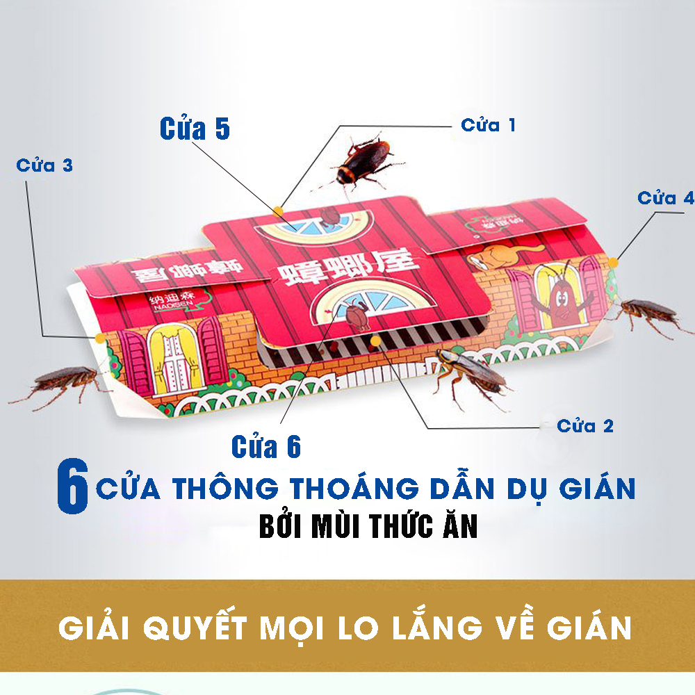 Bẫy gián, dụ côn trùng, giết kiến, bọ chét, rết, nhện, bọ cánh cứng, ruồi, muỗi, dùng miếng dính, 6 cổng dụ, hiệu quả ngay MIHOCO 1332/ Hàng chính hãng