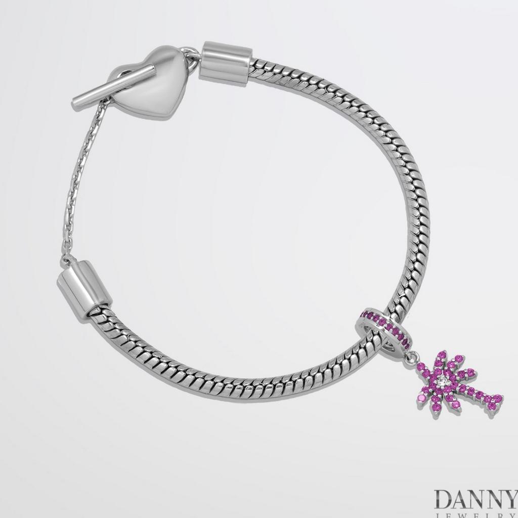 Charm Bạc 925 Danny Jewelry Đính Đá Màu - Biểu tượng Cây Dừa PK011S Xi Rhodium