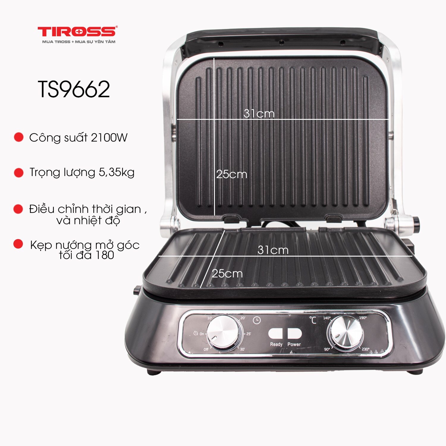 Máy kẹp bánh mỳ Tiross TS9662 ( TS-9662) - Hàng chính hãng