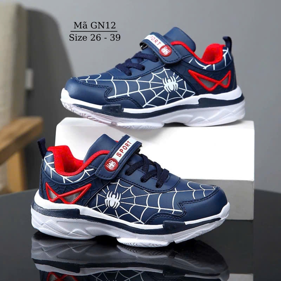 Giày bé trai 3 - 12 tuổi họa tiết siêu nhân spiderman phong cách thể thao năng động cá tính đi học chay bộ NHÍM SHOP GN12