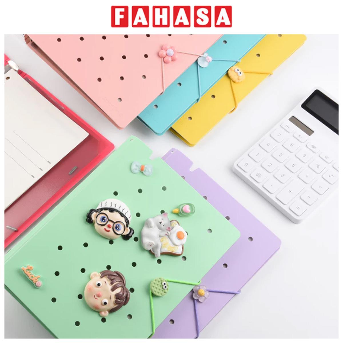 Sổ Còng Trang Trí A5 Bìa Cứng - 80 Trang - 6 Lỗ Charm Dây Tone Pastel - Sworld ST6191-PE - Purple